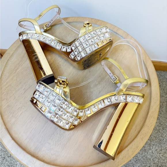 Miu Miu Mirror Embellished Crystal Platform Heel - Picture 6 of 13